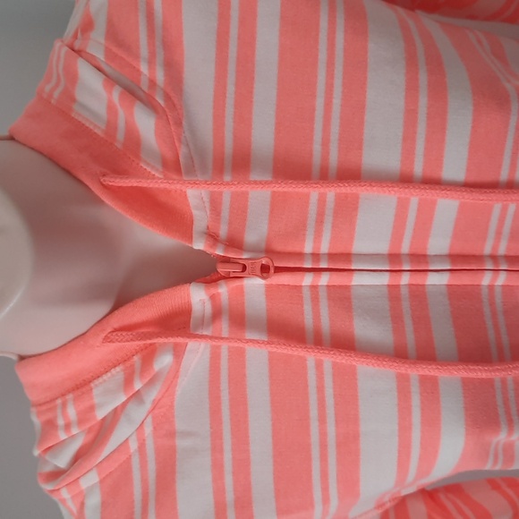 Gap Peach Neon Striped Hooded Sweatshirt sz Medium - Picture 2 of 5